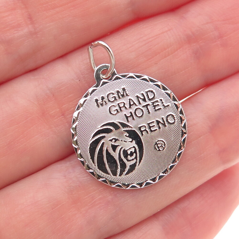 CREA 925 Sterling Silver Vintage MGM Grand Hotel Reno Mini Charm Pendant